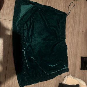 Free People Dark Emerald Velvet Mini Skirt